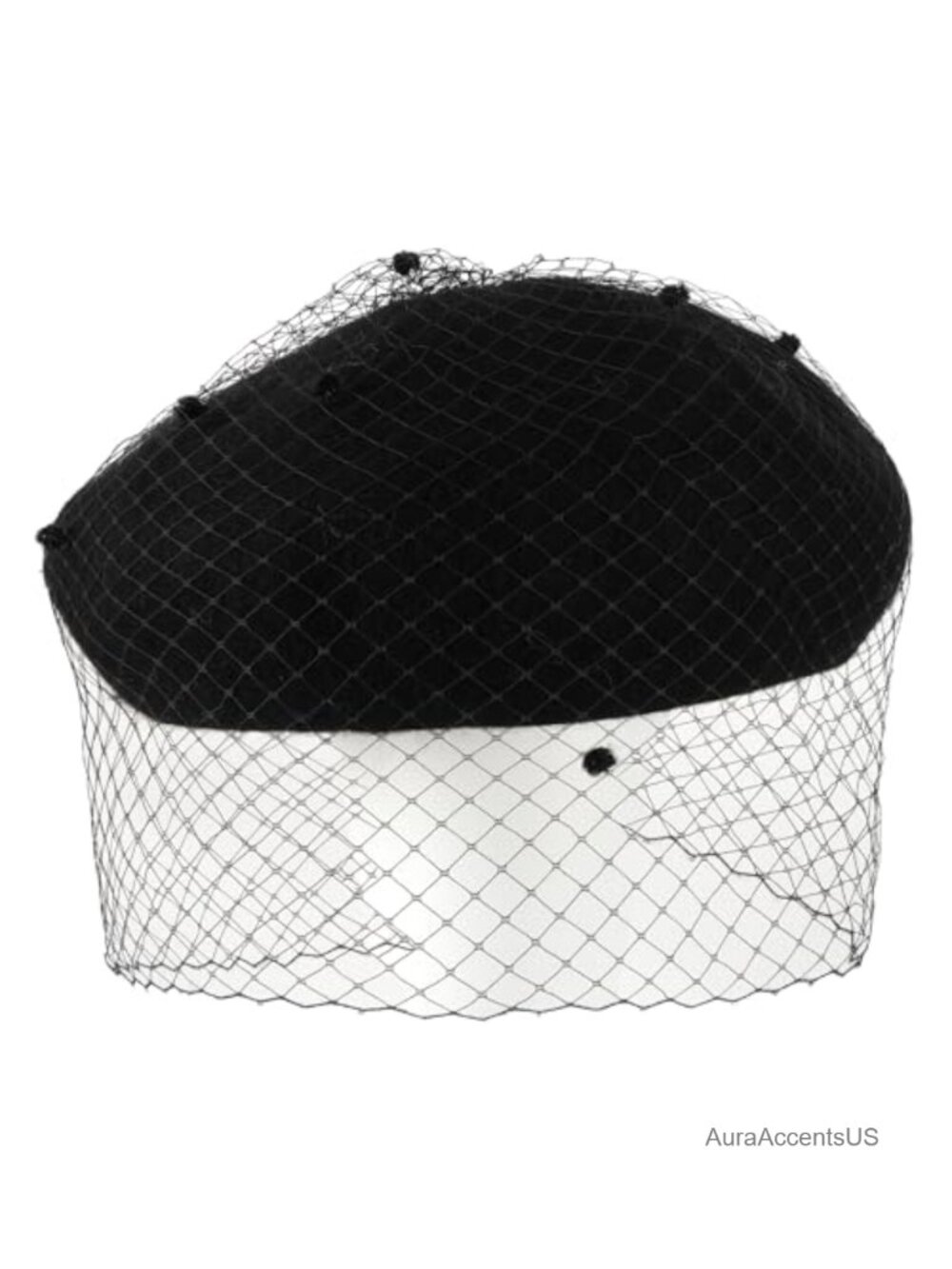 Women's Wool Blend Beret with Veil French Style Hat